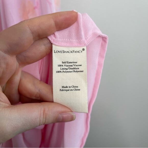 NEW LoveShackFancy Pink Floral Angie Midi Dress 6 - Picture 11 of 14